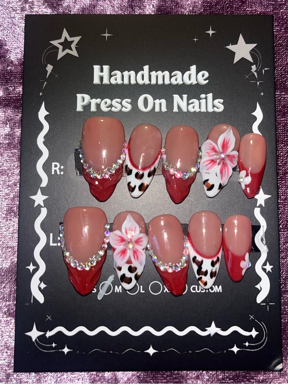 Handmade Pink Floral & Leopard Press On Nails - Elegant Pink Set